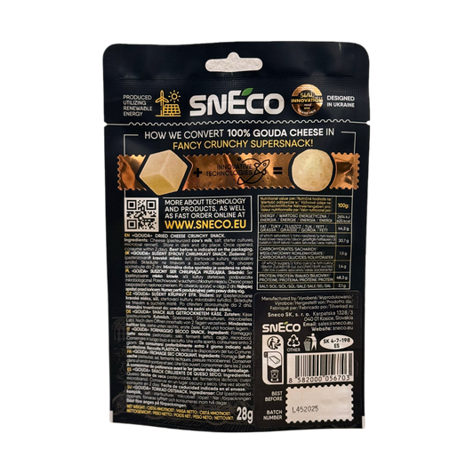 snEco »GOUDA« – degustacijski set 5 × 28 g, hrustljavi sirni prigrizek