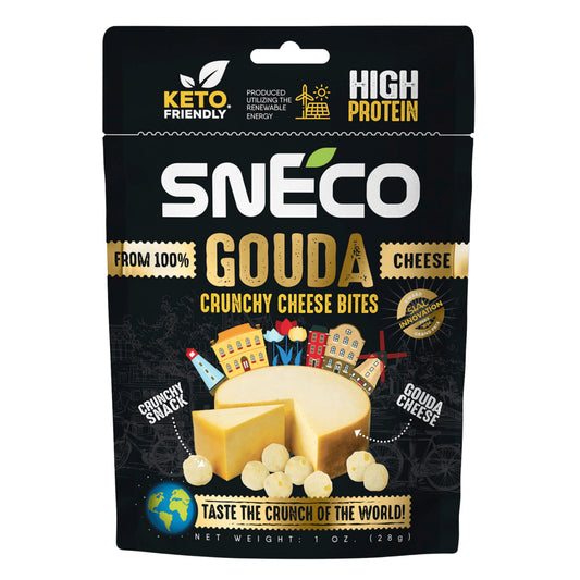 snEco »GOUDA« – degustacijski set 5 × 28 g, hrustljavi sirni prigrizek