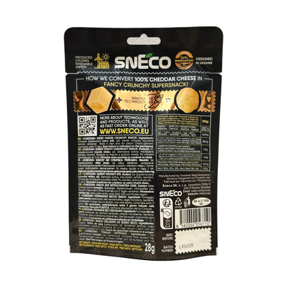 snEco »CHEDDAR« – degustacijski set 5 × 28 g, hrustljavi sirni prigrizek
