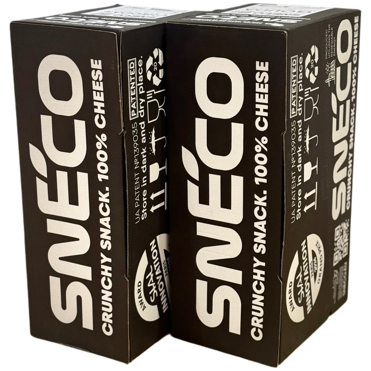 snEco »PARTY BOX« 60 × 28 g. CHEDDAR+GOUDA. HRUSTLJAVI SUŠENI SIRSKI PRIGRIZEK
