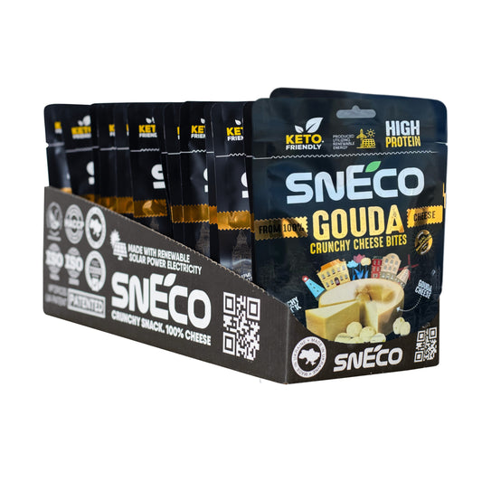 snEco »GOUDA« 15 х 28 g. DRUŽINSKI PAKET. HRUSTLJAVI SUŠENI SIRSKI PRIGRIZEK